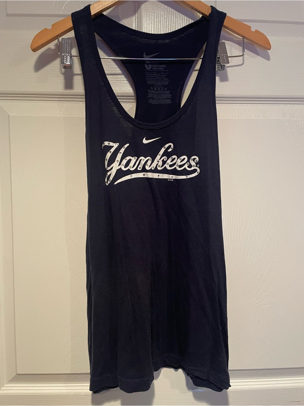 Nike Black Yankees Script Racerback Tank with White Logo